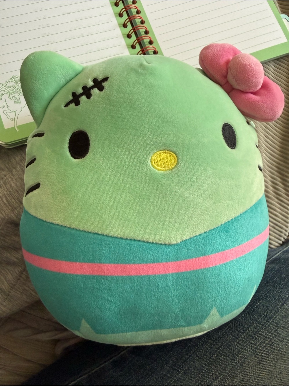 Hello Kitty Mint and Teal Plush Frankenstein squish mellow